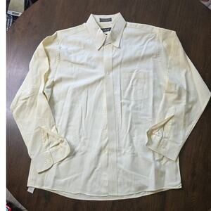 Arrow Company Mens 17 32/33 Large Yellow Wrinkle Free Oxford Dress Shirt USA Mad